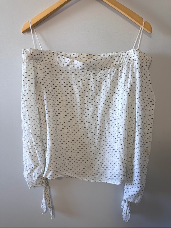 Tops - White Off-Shoulder Tie-Sleeve Skirt - Small